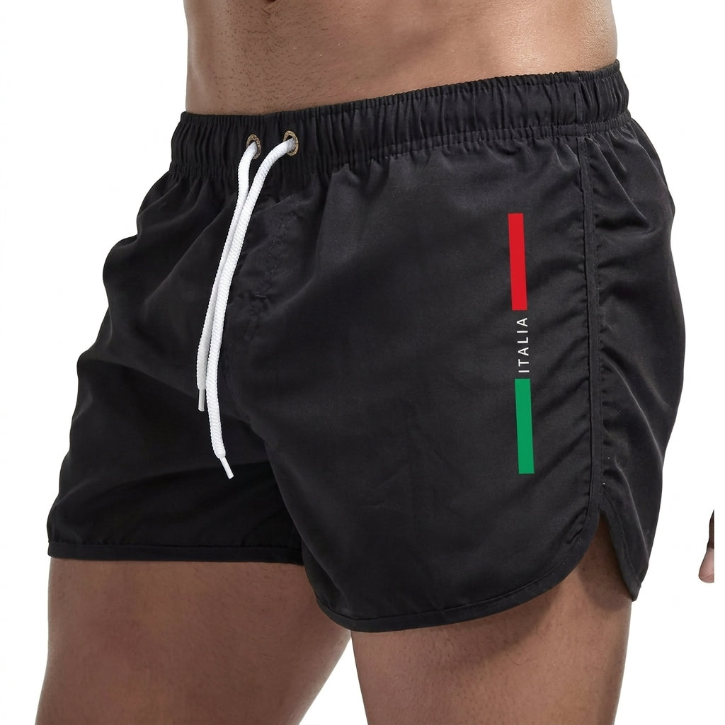 Álvaro™ — Bañador corto negro estilo Italia | 1+1 GRATIS