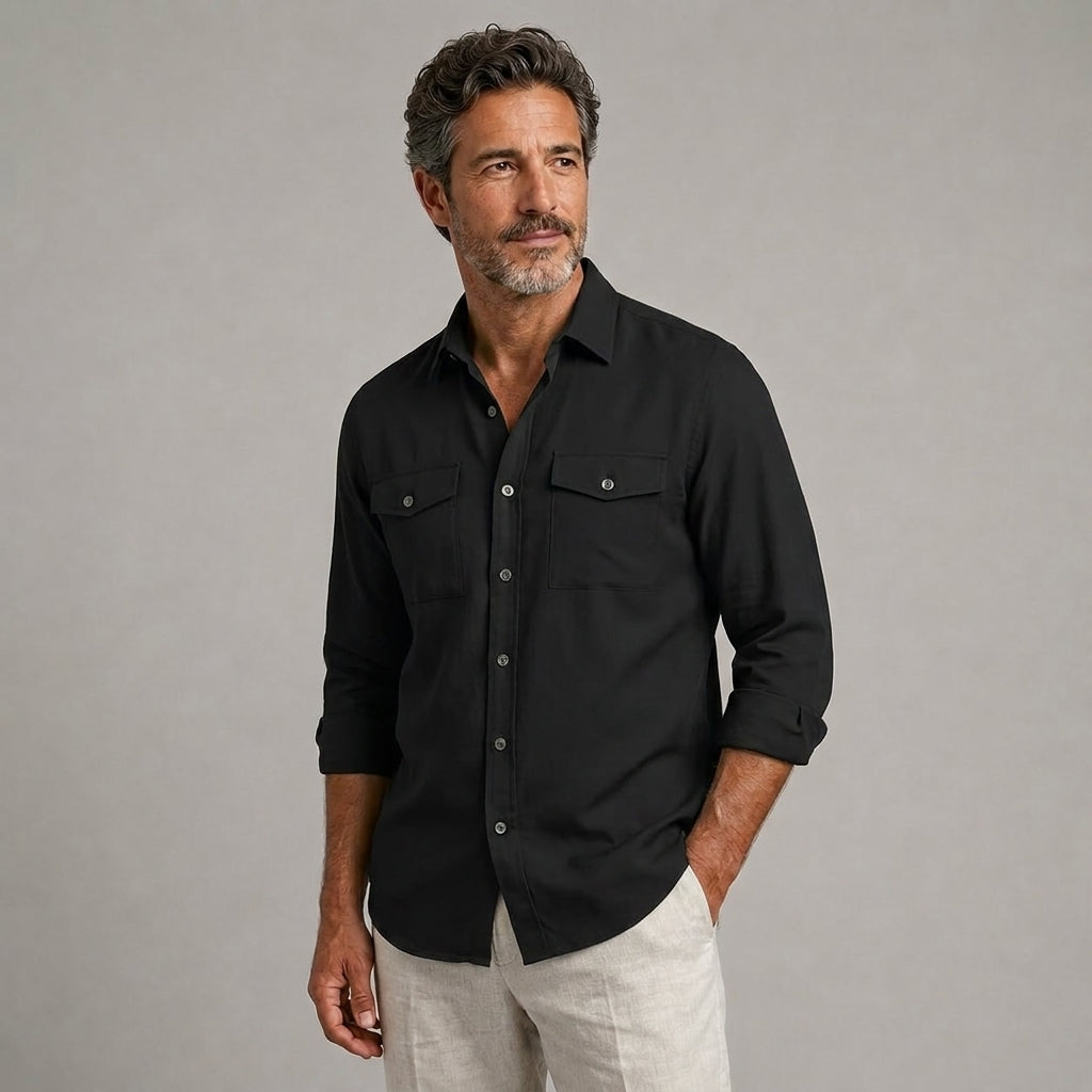 Adrián | Camisa casual de manga larga con doble bolsillo