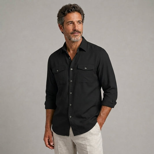 Adrián | Camisa casual de manga larga con doble bolsillo
