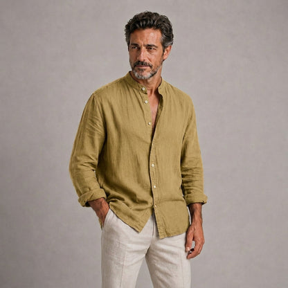 Álvaro | Camisa ligera de lino con cuello mao