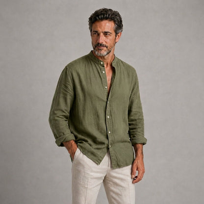 Álvaro | Camisa ligera de lino con cuello mao