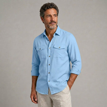 Adrián | Camisa casual de manga larga con doble bolsillo