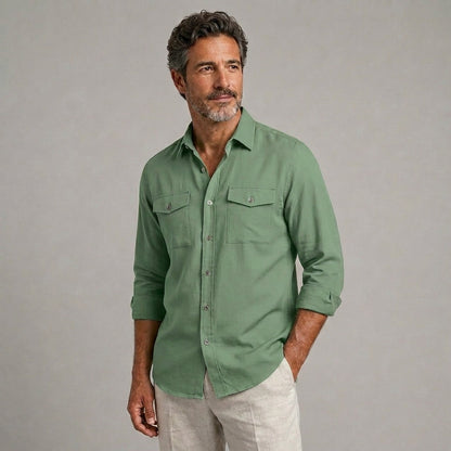 Adrián | Camisa casual de manga larga con doble bolsillo