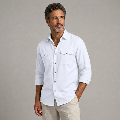 Adrián | Camisa casual de manga larga con doble bolsillo