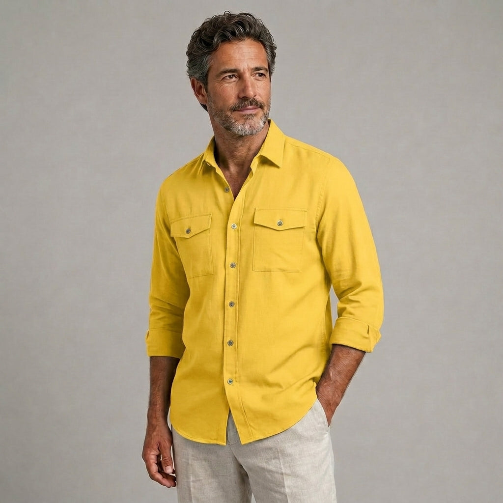 Adrián | Camisa casual de manga larga con doble bolsillo